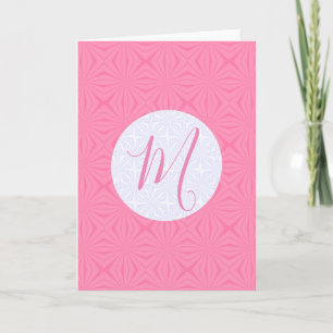 Carte Carrés ondulés rose clair Personnaliser Initiale