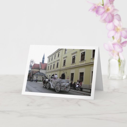 Carte Carrosse à cheval à Cracovie, Pologne (Orchidée)