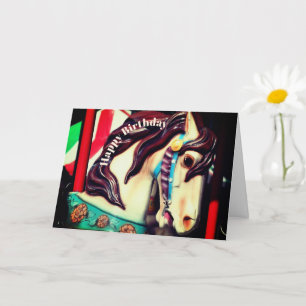 Carte Carrousel à vapeur silencieux Anniversaire
