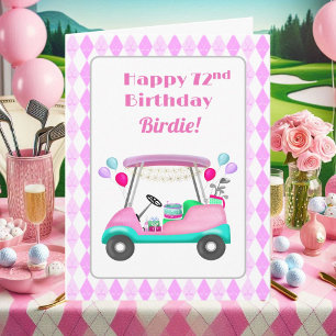 Carte Cart de golf élégant pour fête de femmes 72e anniv