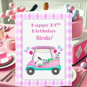 Carte Cart de golf élégant pour fête de femmes 79e anniv