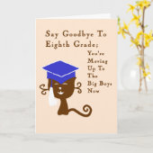 Carte Carte, 8e année d'études avec chat Cool (Fleur jaune)