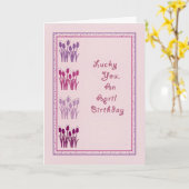 Carte Carte, Avril Anniversaire avec Tulips Rose (Fleur jaune)