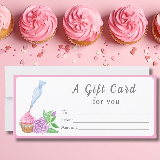 Carte Carte-cadeau Aquarelle Frosting Cupcake Bakery