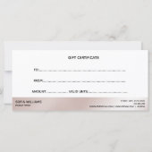 Carte Carte-cadeau moderne avec rose en or en cascade Ce (Dos)