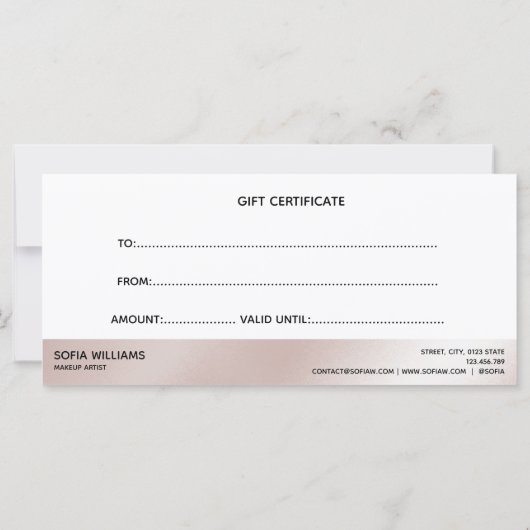 Carte Carte-cadeau moderne avec rose en or en cascade Ce (Dos)