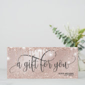 Carte Carte-cadeau moderne avec rose en or en cascade Ce (Debout devant)