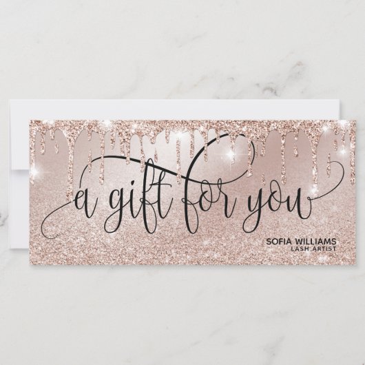 Carte Carte-cadeau moderne avec rose en or en cascade Ce (Devant)