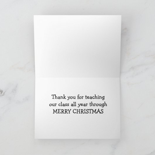 CARTE **CARTE DE NOËL DE L'ENSEIGNANT (Intérieur)