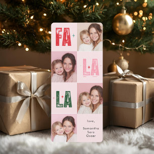Carte "Carte de Noël photo Fa La La   Rose et festive "