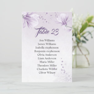 carte carte de sièges fleurs violettes romantique