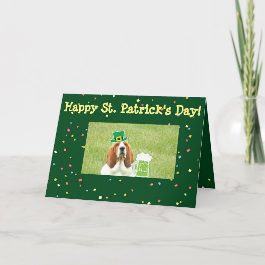Carte "Carte du jour de St Patrick" avec Basset Hound (Devant)