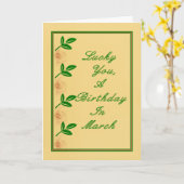 Carte Carte, Mars Anniversaire Vert & Or (Fleur jaune)