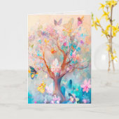 Carte Carte/Note de papillon d'arbre à l'aquarelle (Fleur jaune)