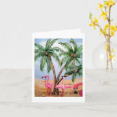 Carte "Carte pour notes vertical des Flamants roses de (Fleur jaune)