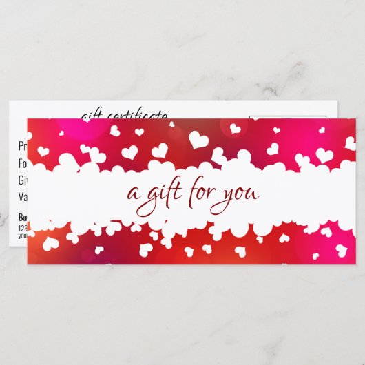 Carte Cartes-Cadeaux Heureuses Saintes-Valentin (Devant / Derrière)