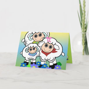 Carte Carton d'anniversaire avec famille de moutons