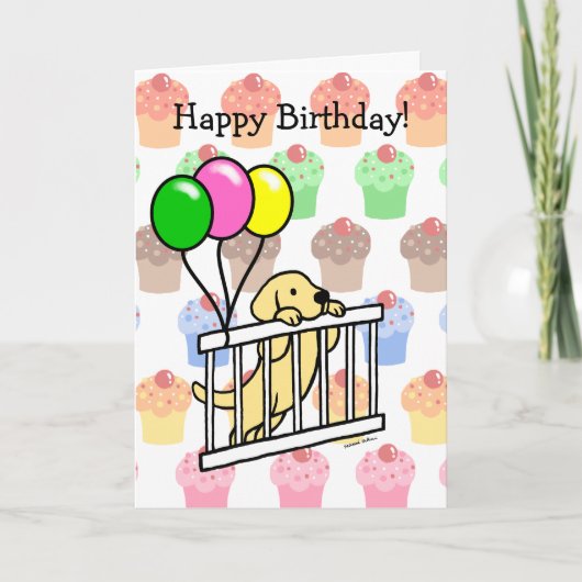 Carte Carton d'anniversaire pour marionnettes du Labrado (Devant)