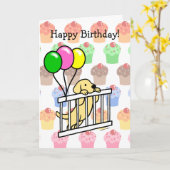 Carte Carton d'anniversaire pour marionnettes du Labrado (Fleur jaune)