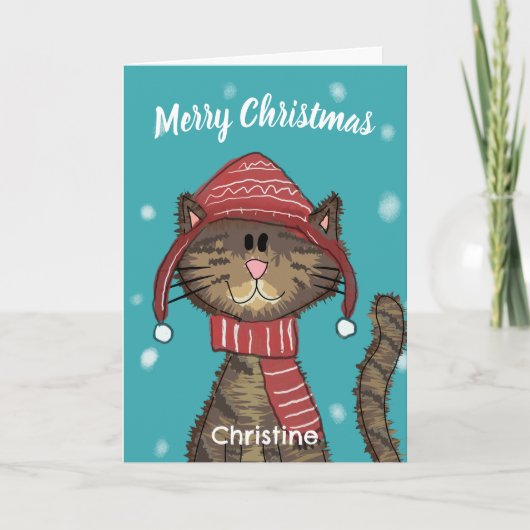 Carte Carton de chat de Noël (Devant)