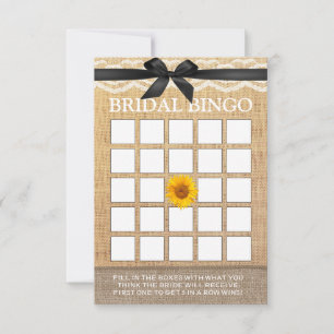 Carte Carton de loto de mariage en toile de jute avec ru