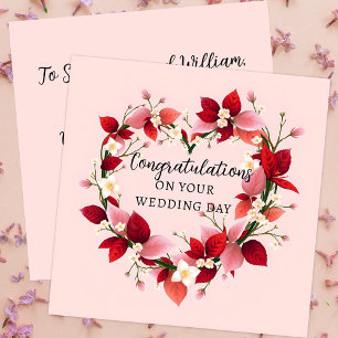 Carte Carton de mariage Couronne de cœur rose pâle éléga