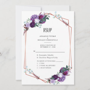 Carte Carton de réponse de mariage géométrique floral ro