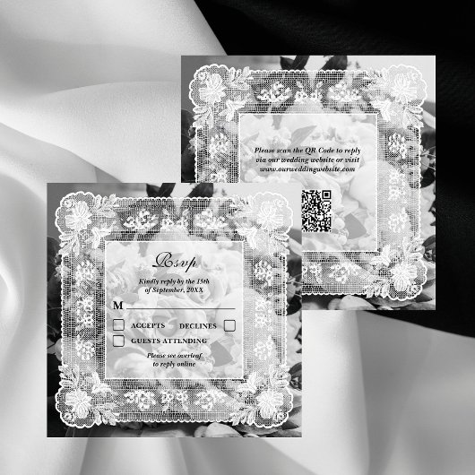 Carte Carton de réponse photo avec code QR de mariage à