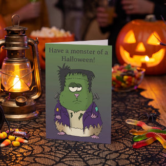 Carte Carton d'Halloween de bienvenue drôle de hamster d