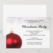 Carte Carton d'invitation à la fête de Noël Boule Rouge (Devant / Derrière)