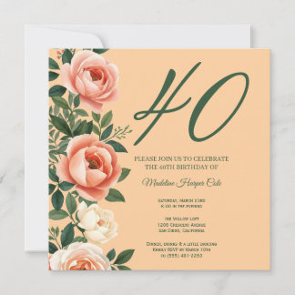 Carte Carton d'invitation d'anniversaire à bordure latér