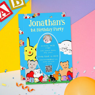 Carte Carton d'invitation d'anniversaire avec QR Code de