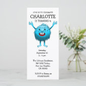 Carte Carton d'invitation d'anniversaire de monstre mign (Debout devant)