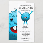 Carte Carton d'invitation d'anniversaire de monstre mign (Devant / Derrière)