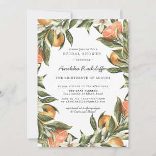 Carte Carton d'invitation de douche de mariée Citrus Ver