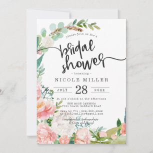 Carte Carton d'invitation de douche de mariée florale d'