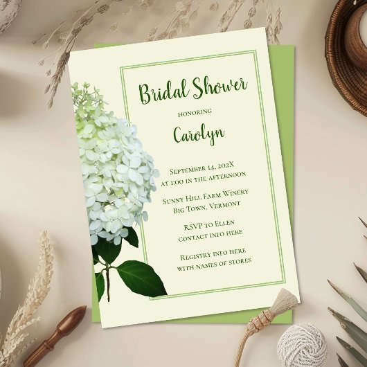 Carte Carton d'invitation de douche de mariée Hydrangea