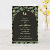 Carte Carton d'invitation de fête à initiale botanique F (Fleur jaune)