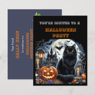 Carte Carton d'invitation de fête en costume noir pour e