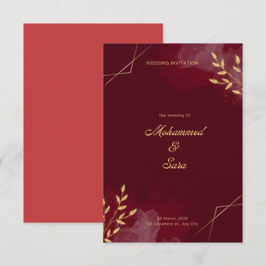 Carte Carton d'invitation de mariage (Devant / Derrière)