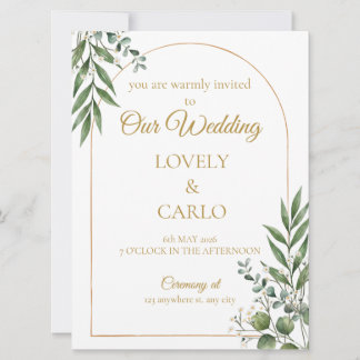 Carte Carton d'invitation de mariage à la gouache avec v