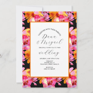 Carte Carton d'invitation de mariage à l'aquarelle flora