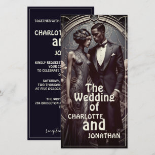 Carte Carton d'invitation de mariage Art Déco élégant