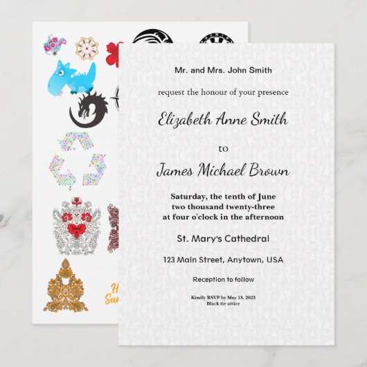 Carte Carton d'invitation de mariage | Écriture Classiqu (Devant / Derrière)