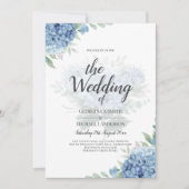 Carte Carton d'invitation de mariage floral à l'hydrange (Devant)