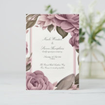 Carton d'invitation de mariage floral mauve Ensemb