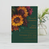 Carte Carton d'invitation de mariage floral orange brûlé (Debout devant)