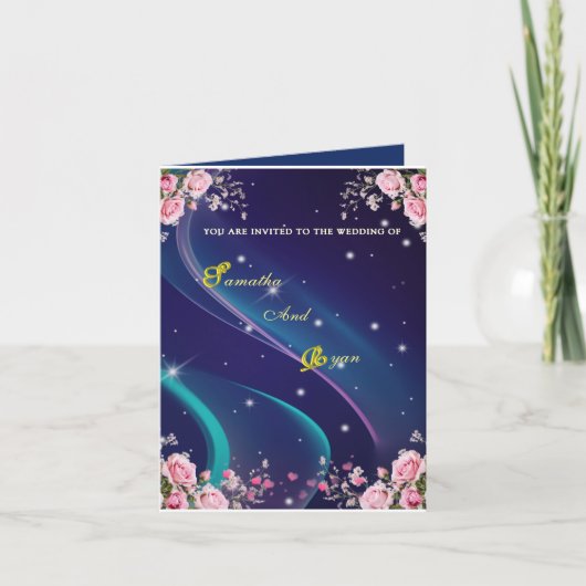 Carte Carton d'invitation de mariage Galaxie florale rom (Devant)