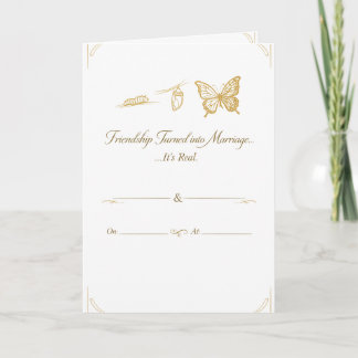 Carte Carton d'invitation de mariage luxe blanc et or