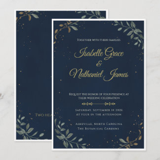 Carte Carton d'invitation de mariage Navy Luxe Gala de M
